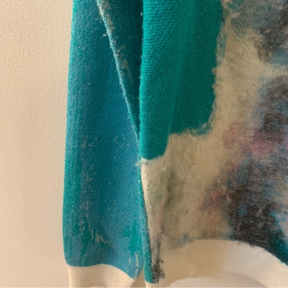 Anthropologie Artwork Lauren C Walcott Wool Blend Mixed Media Lama Sweater - Picture 4 of 11